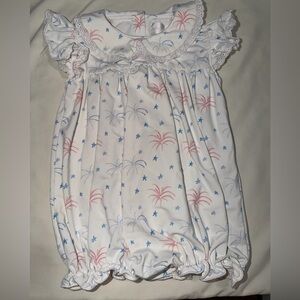 Kids Romper with watercolor Red and Blue Star Pattern
